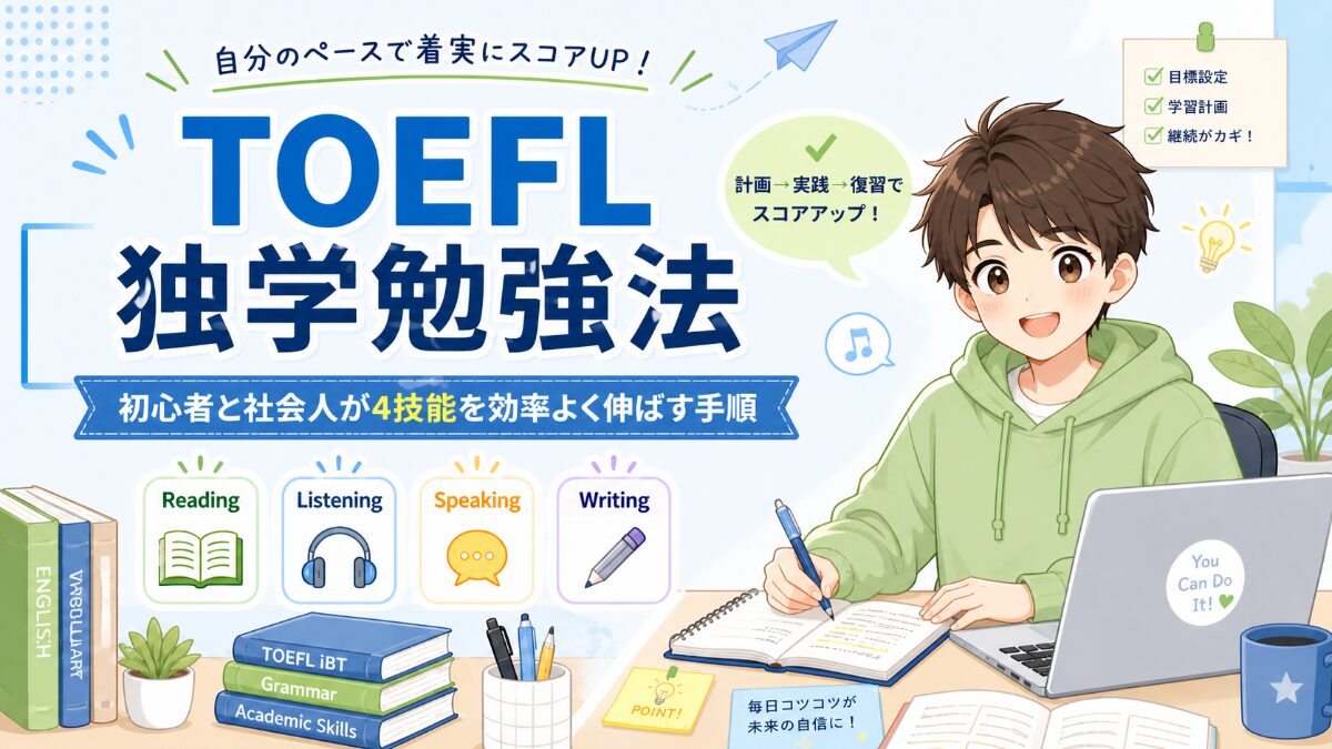 TOEFL独学勉強法｜初心者と社会人が4技能を効率よく伸ばす手順